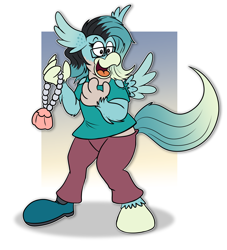 Size: 2934x3231 | Tagged: safe, artist:sketchymouse, oc, oc only, hippogriff, human, excited, glasses, high res, human to hippogriff, jewelry, mid-transformation, outline, passepartout, pendant, solo, transformation