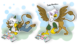 Size: 2654x1522 | Tagged: safe, artist:sketchymouse, gilda, griffon, g4, clothes, disgusted, furry, furry to griffon, high res, magazine, mid-transformation, outline, reading, shirt, solo, transformation