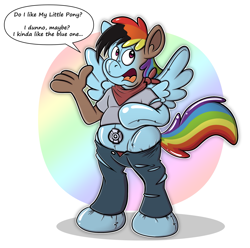 Size: 2165x2147 | Tagged: safe, artist:sketchymouse, rainbow dash, human, inflatable pony, pegasus, pony, g4, high res, human to pony, inflatable, inflation, inflation valve, mid-transformation, outline, solo, speech bubble, transformation