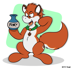 Size: 2051x1956 | Tagged: safe, artist:sketchymouse, oc, oc only, fox, fox pony, hybrid, pony, furry to pony, high res, outline, potion, sitting, solo, transformation