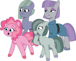 Size: 1901x1521 | Tagged: safe, artist:prixy05, limestone pie, marble pie, maud pie, pinkie pie, earth pony, pony, g4, g5, my little pony: tell your tale, female, g4 to g5, generation leap, group, mare, pie sisters, quartet, siblings, simple background, sisters, transparent background, vector