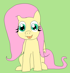 Size: 530x550 | Tagged: safe, anonymous artist, fluttershy, pegasus, pony, g4, :p, cute, female, green background, mare, shyabetes, simple background, sitting, smiling, solo, tongue out