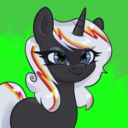 Size: 894x894 | Tagged: safe, artist:hypercub0, oc, oc only, oc:velvet remedy, pony, unicorn, fallout equestria, fire background, horn, solo