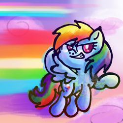 Size: 3840x3840 | Tagged: safe, artist:endercatcore, rainbow dash, pegasus, pony, g4, female, flying, rainbow, solo