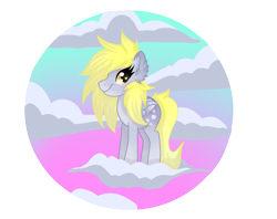 Size: 4167x3300 | Tagged: safe, artist:annuthecatgirl, derpy hooves, pegasus, pony, g4, cloud, outdoors, sky, solo