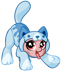 Size: 2768x3181 | Tagged: safe, artist:wtfponytime, earth pony, pony, :3, candycat (poppy playtime), cat ears, crossover, female, filly, foal, onesie, paws, ponified, poppy playtime, simple background, solo, white background