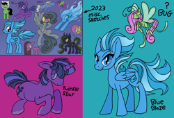 Size: 1840x1248 | Tagged: safe, artist:acura, oc, oc only, unnamed oc, breezie, earth pony, pegasus, unicorn, female, horn, male, mare, sketch, sketch dump, stallion