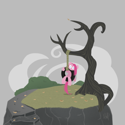 Size: 3000x3000 | Tagged: safe, artist:mafon, pinkie pie, earth pony, pony, g4, autumn, outdoors, rock, solo, swing, tire, tire swing, tree