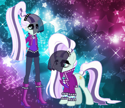 Size: 962x831 | Tagged: safe, coloratura, human, equestria girls, g4, boots, clothes, countess coloratura, denim, high heel boots, jacket, jeans, pants, shirt, shoes, solo