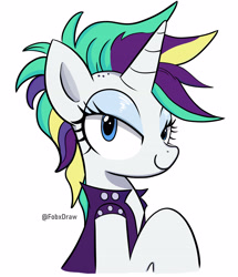 Size: 3435x4003 | Tagged: safe, artist:fobxdraw, rarity, pony, unicorn, g4, my little pony: friendship is magic, alternate hairstyle, female, horn, mare, punk, raripunk, solo