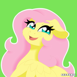 Size: 4092x4092 | Tagged: safe, artist:sadpanda1268, fluttershy, pegasus, pony, g4, green background, outline, simple background, solo, white outline