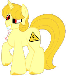 Size: 545x632 | Tagged: safe, artist:kharmacal, oc, oc only, oc:piso mojado, unicorn, grin, horn, male, raised hoof, simple background, smiling, solo, stallion, transparent background, unicorn oc, unshorn fetlocks