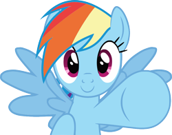 Size: 864x678 | Tagged: safe, artist:wiiyeswiiuno, rainbow dash, pegasus, pony, g4, cute, dashabetes, female, looking at you, mare, raised hoof, simple background, smiling, solo, spread wings, transparent background, wings