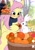 Size: 1700x2400 | Tagged: safe, artist:yuozka, angel bunny, fluttershy, pegasus, pony, rabbit, g4, animal, blushing, clothes, cute, duo, feeding, female, mare, outdoors, persimmon, photo reference, ponified, ponified photo, reference included, scarf, shyabetes, squatting