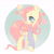 Size: 2000x2000 | Tagged: safe, artist:dreamyveon_, fluttershy, pegasus, pony, g4, blue pupils, blush sticker, blushing, circle background, clothes, colored pupils, cute, female, folded wings, heart, heart ears, looking back, mare, nose blush, scarf, shyabetes, smiling, solo, turned head, wings