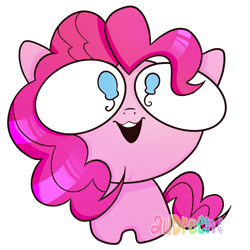 Size: 2100x2100 | Tagged: safe, artist:audreen, pinkie pie, earth pony, pony, g4, big eyes, chibi, female, mare, simple background, solo, white background, wingding eyes