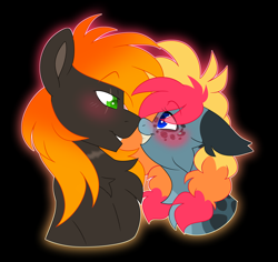 Size: 6026x5691 | Tagged: safe, artist:crazysketch101, oc, oc:ashton burnside, oc:crazy looncrest, pegasus, pony, blushing, freckles, nose to nose, scar, ship:burncrest, solo