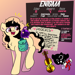 Size: 2000x2000 | Tagged: safe, artist:eniartuwu, oc, oc only, oc:enigma, pony, unicorn, g4, digital art, gradient background, horn, solo, spanish