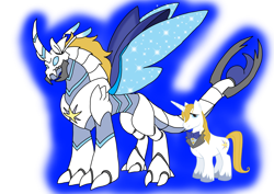 Size: 1414x1000 | Tagged: safe, artist:zetikoopa, prince blueblood, pony, unicorn, g4, horn, horse bug, male, monster bug, monster prince blueblood, not actual changeling, species swap, stallion