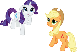 Size: 4447x3000 | Tagged: safe, artist:cloudy glow, applejack, rarity, earth pony, pony, unicorn, g4, my little pony: friendship is magic, the crystal empire, applejack's hat, cowboy hat, duo, duo female, female, hat, horn, looking up, simple background, transparent background, vector