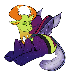 Size: 1000x1000 | Tagged: safe, artist:twoshoesmcgee, thorax, changedling, changeling, g4, antlers, blushing, clothes, cute, insect wings, king thorax, male, reformed, simple background, socks, solo, transparent background, wings