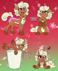 Size: 2052x2500 | Tagged: safe, artist:zackwhitefang, oc, oc only, cookie pony, food pony, pony, cookie, eye clipping through hair, food, gingerbread pony, gradient background, heterochromia, pale belly, ponified, solo