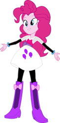 Size: 827x1698 | Tagged: safe, editor:amadondawn, pinkie pie, human, equestria girls, g4, boots, clothes, female, high heel boots, jacket, shirt, shoes, simple background, skirt, solo, vest, white background