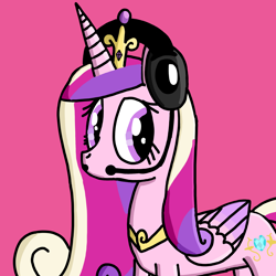 Size: 3000x3000 | Tagged: safe, artist:pegasus darkblue, princess cadance, alicorn, pony, g4, crown, eyelashes, female, folded wings, gamer cadance, headphones, headset, headset mic, jewelry, long mane, mare, peytral, regalia, solo, wings