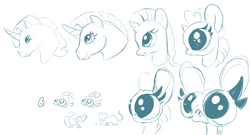 Size: 3004x1626 | Tagged: safe, artist:shirecorn, pony, unicorn, big eyes, bust, heart, heart eyes, horn, monochrome, simple background, wat, white background, wingding eyes