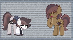 Size: 1914x1066 | Tagged: safe, artist:jerkface, oc, oc:bella morel, oc:news flash, bat pony, bat pony oc, bat wings, exhausted, female, mare, talking, text, wings