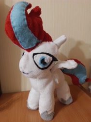 Size: 3000x4000 | Tagged: safe, artist:jbond, zipp storm, pegasus, pony, g5, female, handmade, indoors, irl, mare, photo, photography, plushie, solo, unshorn fetlocks