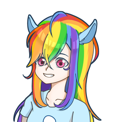 Size: 1198x1205 | Tagged: safe, artist:muchu, rainbow dash, human, g4, cute, dashabetes, eared humanization, humanized, simple background, white background