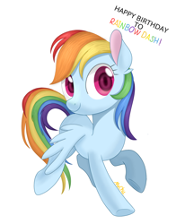 Size: 2000x2549 | Tagged: safe, artist:muchu, rainbow dash, pegasus, pony, g4, colored pupils, looking at you, simple background, smiling, smiling at you, white background