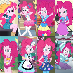 Size: 2000x2000 | Tagged: safe, artist:frankcrazy16, screencap, pinkie pie, human, equestria girls, equestria girls specials, five stars, g4, my little pony equestria girls: better together, my little pony equestria girls: dance magic, my little pony equestria girls: forgotten friendship, my little pony equestria girls: friendship games, my little pony equestria girls: holidays unwrapped, my little pony equestria girls: sunset's backstage pass, clothes, collage, cowboy hat, cowgirl, dress, female, hat, outfits, pinkie pie swimsuit, server pinkie pie, swimsuit, winter outfit