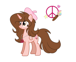 Size: 2151x1759 | Tagged: safe, artist:darbypop1, oc, oc:aspen, alicorn, pony, beret, female, hat, mare, simple background, solo, transparent background