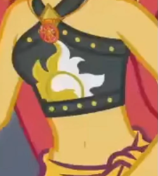 Size: 495x551 | Tagged: safe, screencap, sunset shimmer, equestria girls, g4, my little pony equestria girls: better together, x marks the spot, bare shoulders, belly, belly button, bikini, bikini top, clothes, cropped, cutie mark on clothes, geode of empathy, jewelry, leather, leather bikini, magical geodes, midriff, necklace, pictures of bellies, pictures of chests, sarong, skirt, sleeveless, slender, sunset shimmer swimsuit, swimsuit, thin