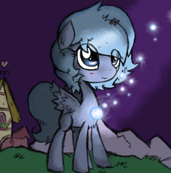 Size: 1280x1296 | Tagged: safe, artist:askaponywithbraces, oc, oc:bubble pop, pegasus, pony, female, filly, foal, outdoors, solo