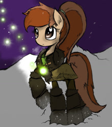 Size: 1280x1457 | Tagged: safe, artist:askaponywithbraces, oc, oc:coffee talk, earth pony, pony, female, mare, outdoors, snow, solo