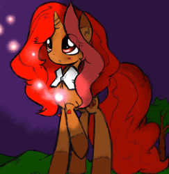 Size: 1280x1317 | Tagged: safe, artist:askaponywithbraces, oc, oc:romancedy, pony, unicorn, female, horn, mare, outdoors, solo