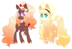 Size: 1920x1328 | Tagged: safe, artist:furtoodie, oc, oc only, oc:pumpkin spice, oc:sunny taiyo, earth pony, pony, unicorn, female, horn, mare, simple background, transparent background