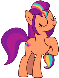 Size: 1030x1340 | Tagged: safe, artist:rogan140, sunny starscout, earth pony, pony, g4, g5, eyes closed, female, g5 to g4, generation leap, mane stripe sunny, mare, proud, simple background, solo, transparent background