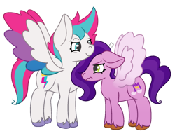 Size: 1479x1150 | Tagged: safe, artist:mimiqq, pipp petals, zipp storm, pegasus, pony, g5, adorapipp, adorazipp, angry, cute, duo, duo female, female, height difference, mare, pipp is short, royal sisters (g5), sibling rivalry, siblings, simple background, sisters, smug, spread wings, transparent background, unshorn fetlocks, wings, zipp is tall