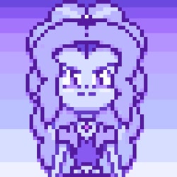 Size: 384x384 | Tagged: safe, artist:theratedrshimmer, adagio dazzle, human, equestria girls, g4, digital art, disguise, disguised siren, female, gem, limited palette, monochrome, pixel art, siren gem, solo, symmetrical