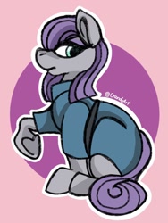 Size: 1080x1440 | Tagged: safe, artist:crandyart, maud pie, earth pony, pony, g4, clothes, disability pride, female, frock coat, mare, signature, sitting, solo, tail, underhoof