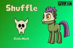 Size: 1956x1289 | Tagged: safe, artist:gradiusfanatic, oc, oc only, oc:shuffle, earth pony, pony, earth pony oc, gradient background, male, solo, tribal pony