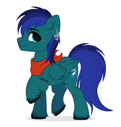 Size: 3588x3764 | Tagged: safe, artist:starshade, oc, oc only, oc:sunsquall, pegasus, pony, bandana, ear piercing, earring, jewelry, male, piercing, simple background, solo, stallion, tattoo, white background