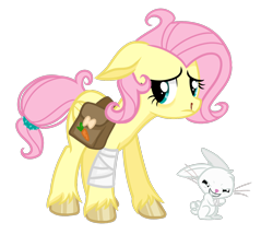 Size: 1600x1440 | Tagged: safe, artist:6hellboy9, angel bunny, fluttershy, pegasus, pony, rabbit, g4, animal, female, infection au, mare, sad, simple background, solo, transparent background