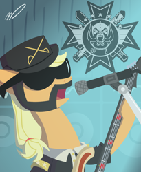 Size: 4500x5500 | Tagged: safe, artist:pres_marshmellow, applejack, earth pony, g4, bass guitar, lemmy, lemmy kilmister, motorhead, musical instrument, sunglasses