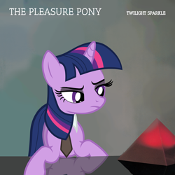 Size: 4200x4200 | Tagged: safe, artist:alicesponycorner, twilight sparkle, pony, unicorn, g4, 80s, album cover, album parody, clothes, frown, gary numan, horn, makeup, music, necktie, new wave, parody, ponified, ponified album cover, pyramid, reflection, show accurate, solo, unicorn twilight, vinyl