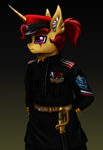 Size: 2000x2900 | Tagged: safe, artist:sunamoonmlp, derpibooru exclusive, oc, oc only, anthro, g4, badge, clothes, costume, cyrillic, gradient background, hat, history, horn, male, military, military uniform, pins, russia, russian, russian flag, sword, uniform, war, weapon, world war i